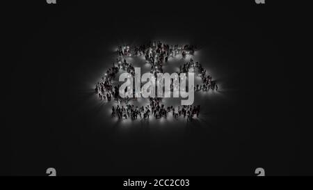 rendering 3d di persone diverse con torcia forma del simbolo della scala di bilanciamento su sfondo scuro con ombre Foto Stock