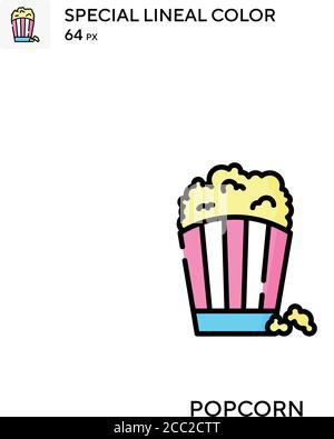 Popcorn icona vettore colore lineare speciale. Icone popcorn per il vostro progetto di affari Illustrazione Vettoriale