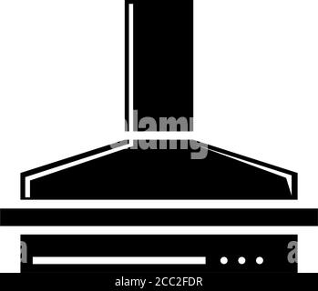 Cappa da cucina, filtro dell'aria della gamma di scarico. Illustrazione dell'icona Flat Vector. Semplice simbolo nero su sfondo bianco. Filtro aria gamma di scarico cappa da cucina Illustrazione Vettoriale