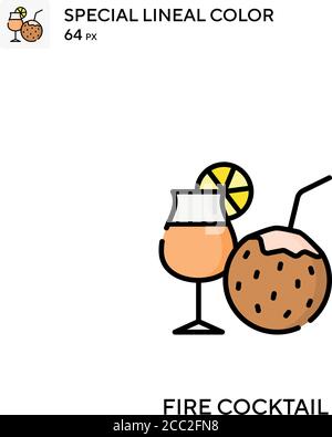 Fire cocktail icona vettoriale colore lineare speciale. Icone di cocktail antincendio per il vostro progetto aziendale Illustrazione Vettoriale