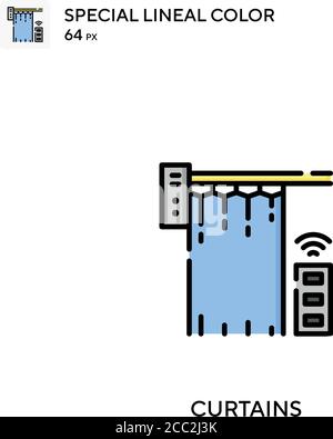 Tendine icona vettore colore lineare speciale. Icone di tende per il vostro progetto di affari Illustrazione Vettoriale