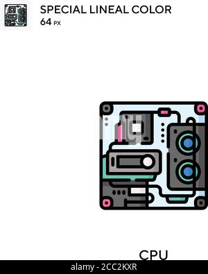 Icona vettore colore lineare speciale CPU. Icone CPU per il vostro progetto aziendale Illustrazione Vettoriale