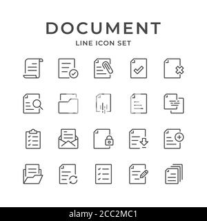 Set di icone della riga del documento. Tratto modificabile. 48x48 pixel Perfect. Illustrazione Vettoriale