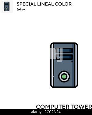 Torre del computer icona vettore di colore lineare speciale. Icone di computer tower per il vostro progetto aziendale Illustrazione Vettoriale
