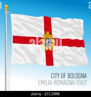 Bandiera ufficiale della città di Bologna, Emilia Romagna, Italia, illustrazione vettoriale Illustrazione Vettoriale