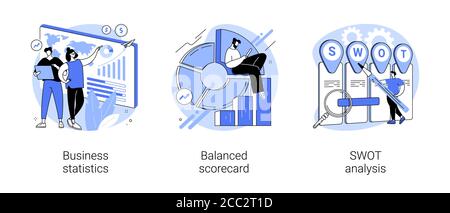 Illustrazioni vettoriali astratte per l'analisi delle prestazioni aziendali. Illustrazione Vettoriale