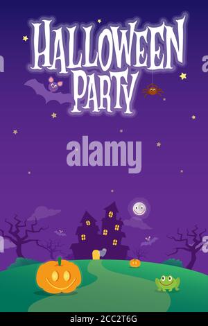 Halloween party divertente sfondo per poster o volantino. Illustrazione vettoriale cartoon Illustrazione Vettoriale