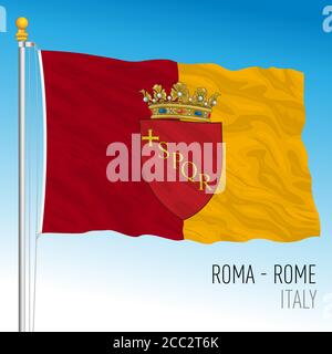 Città di Roma bandiera ufficiale, Lazio, Italia, illustrazione vettoriale Illustrazione Vettoriale