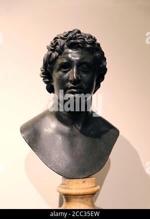 Nicomede i di Bitinia, re (278-255 a.C.) conosciuto come Tolomeo Alessandro. Busto di bronzo, sec. i AD. Villa dei papiri, Ercolano. Museo di Napoli. Foto Stock