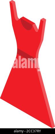 Lavaggio a secco, icona abito rosso, stile isometrico Illustrazione Vettoriale