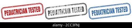 set di segni isolati quadrati testati per pediatria. stampo testato per pediatria Illustrazione Vettoriale