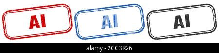 insieme di segni isolati quadrati ai. timbro ai Illustrazione Vettoriale