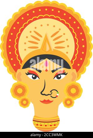 volto della dea durga in bianco sfondo disegno vettoriale illustrazione Illustrazione Vettoriale