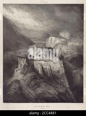 Incisione della chiesa di San Giovanni. Thiers. Francia. Thiers 19 ° secolo è un comune nel dipartimento di Puy-de-Dôme in Alvernia nel centro della Francia. Vo Foto Stock