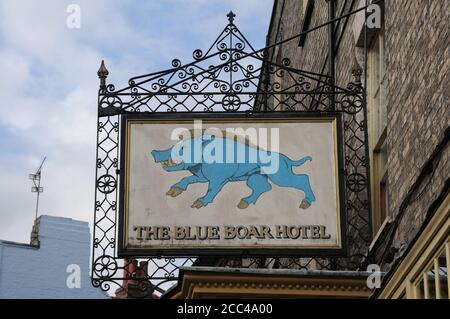 L'insegna Blue Boar Hotel, Maldon, Essex Foto Stock