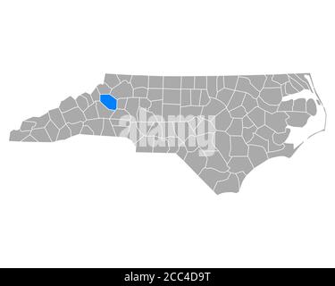 Mappa di Caldwell in Carolina del Nord Foto Stock