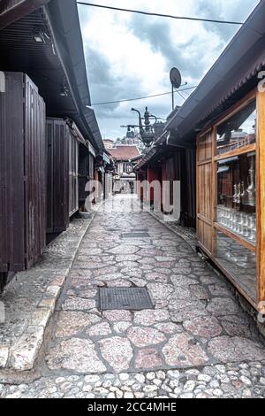 Bascarsija vuota a Sarajevo durante la crisi di Covid Foto Stock