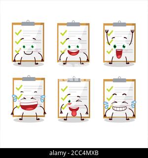 Cartoon carattere di checklist con espressione sorriso Illustrazione Vettoriale