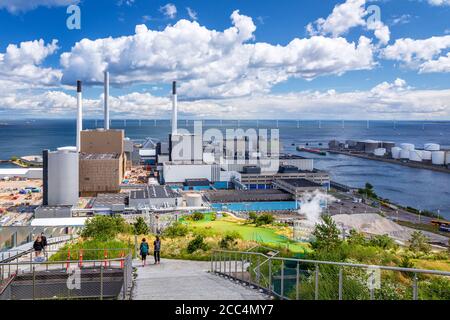 La vista dalla centrale superiore di CopenHill, Copenhagen, Danimarca Foto Stock