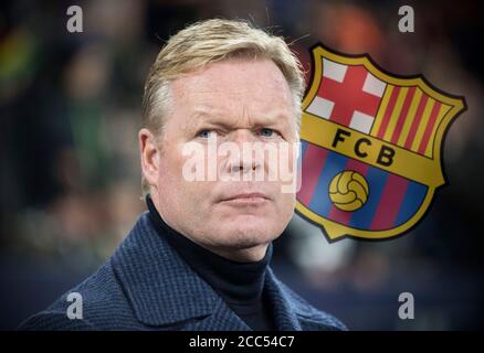 Foto montaggio; Ronald KOEMAN (NED) è il nuovo allenatore del FC Barcelona. Archivio foto; Coach Ronald KOEMAN (NED) Calcio Laenderspiel, Lega delle Nazioni, Germania (GER) - Paesi Bassi (NED) 2: 2, il 19 novembre 2018 a Gelsenkirchen/Germania. | utilizzo in tutto il mondo Foto Stock