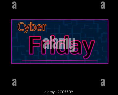 Modello di cartello Cyber Friday Neon Foto Stock