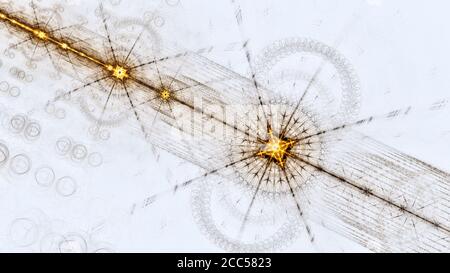 Messaggio dalle stelle, motivo quantico dorato brillante, sfondo astratto generato dal computer, rendering 3D Foto Stock