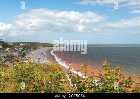 Foto di paesaggio della spiaggia di Budleigh Salterton in Devon Foto Stock