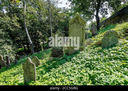 Il Cimitero Ebraico di Třebíč dalla prima metà del 17 ° secolo incluso nella lista del Patrimonio Mondiale dell'UNESCO nel 2003 Foto Stock