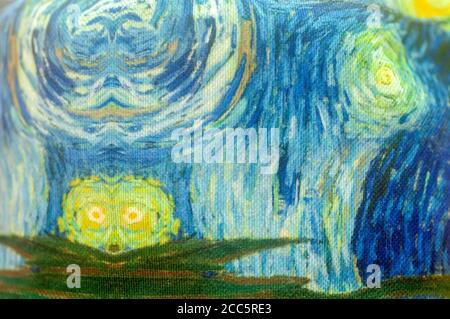 Omaggio a Starry Starry notte e van Gogh in verde e acquamarina Foto Stock