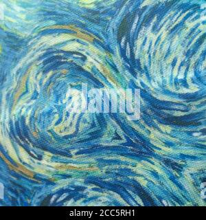 Omaggio a Starry Starry notte e van Gogh in verde e acquamarina Foto Stock