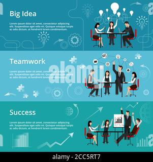 Illustrazione vettoriale del design piatto e sottile moderno, concetti di grande idea creativa, processo di lavoro di squadra e successo nel business, per grafica e web design Illustrazione Vettoriale