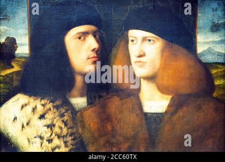 Ritratto di due giovani (XVI secolo) da un pittore veneziano anonyous olio su tela Foto Stock