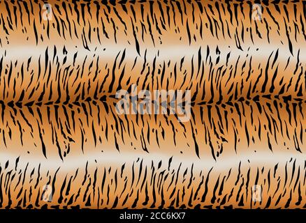 Modello di pelliccia di tigre. Tiger skin striato vettore senza giunture. Stampa animale. Faux linee nere wild Cat stampa texture. Sfondo dell'illustrazione grafica Illustrazione Vettoriale
