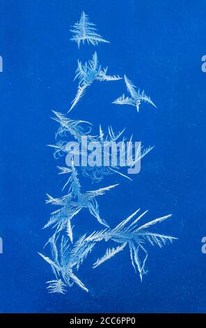 Frost on Window Glass, primo piano, inverno, Alaska Foto Stock