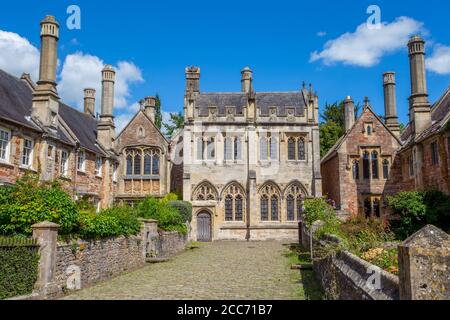 Historic Vicars' Close Road a Wells, Somerset, Inghilterra Foto Stock