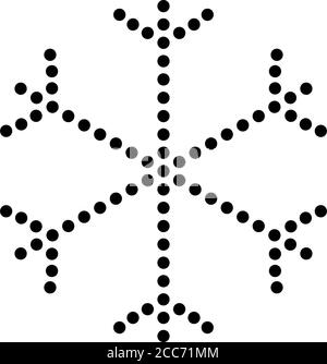 Semplice fiocco di neve punteggiato nero. Icona vettore. Tema Natale e inverno. Illustrazione Vettoriale