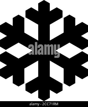 L'icona del fiocco di neve. Natale e tema d'inverno. Piatto semplice illustrazione nero su sfondo bianco. Illustrazione Vettoriale