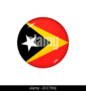 Bandiera icona di Timor Est. Indicatore lucido rotondo. Illustrazione vettoriale. EPS 10 Illustrazione Vettoriale