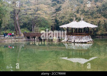 Contea di Chiayi, Taiwan - Laghi di Jiemei (Sister) nell'area paesaggistica nazionale di Alishan, Contea di Chiayi, Taiwan. Foto Stock