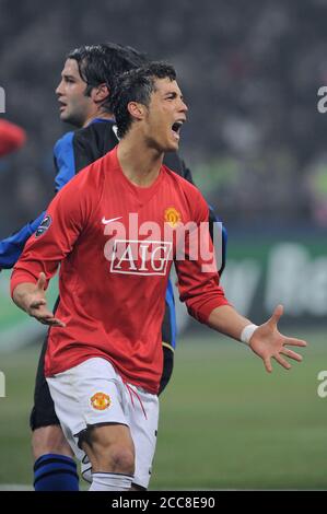 Milano Italia , 24 febbraio 2009, 'G.MEAZZA SAN SIRO' Stadium, UEFA Champions League 2008/2009, FC Inter - FC Manchester United : Cristiano Ronaldo durante la partita Foto Stock