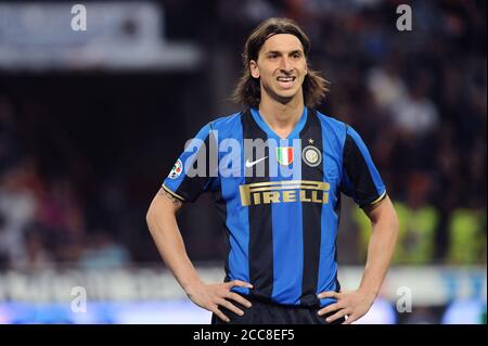 Milano Italia, 02 maggio 2009, Stadio 'G.MEAZZA SAN SIRO', Campionato Serious Football A 2008/2009, FC Inter - SS Lazio : Zlatan Ibrahimovic durante la partita Foto Stock