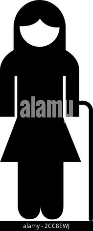 figura della nonna di famiglia con figura vettoriale dell'icona di silhouette della canna design Illustrazione Vettoriale