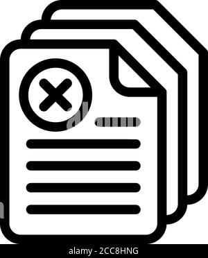 Icona Annulla documenti, stile contorno Illustrazione Vettoriale