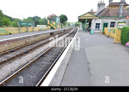 Stazione ferroviaria del castello di Corfe. Foto Stock