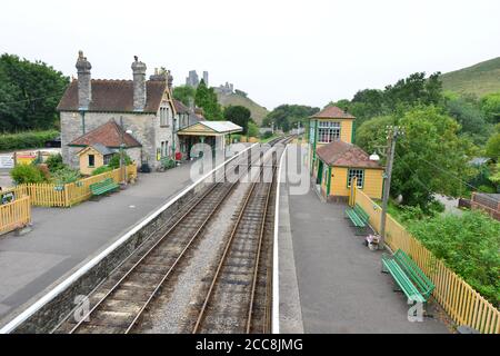 Stazione ferroviaria del castello di Corfe. Foto Stock