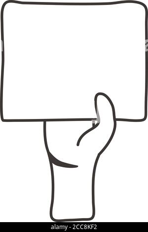 mano umana che protesta con l'icona stile banner grafico vettoriale design Illustrazione Vettoriale
