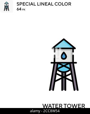 Torre dell'acqua icona vettore di colore lineare speciale. Modello di disegno simbolo illustrazione per elemento dell'interfaccia utente Web mobile. Illustrazione Vettoriale