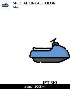 Jet ski icona vettore colore lineare speciale. Modello di disegno simbolo illustrazione per elemento dell'interfaccia utente Web mobile. Illustrazione Vettoriale