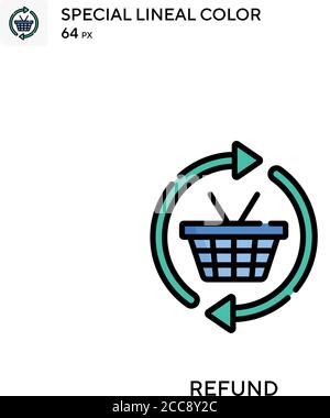 Rimborso icona vettore colore lineare speciale. Modello di disegno simbolo illustrazione per elemento dell'interfaccia utente Web mobile. Illustrazione Vettoriale