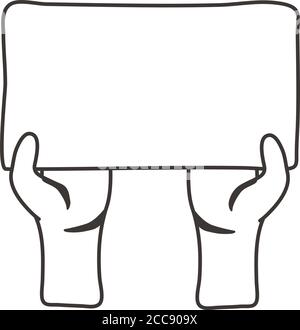 mani umane che protestano con l'icona stile banner grafico vettoriale design Illustrazione Vettoriale